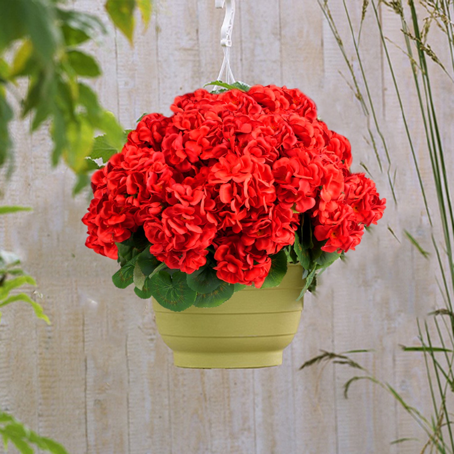 6 Bundles Artificial Geraniums for Outdoors, Faux Flowers Artificial Flowers Realistic for Outdoor, Faux Plants Outdoor UV Resistant for Garden Patio Porch Window Box Home Indoor Outdoor Decor
