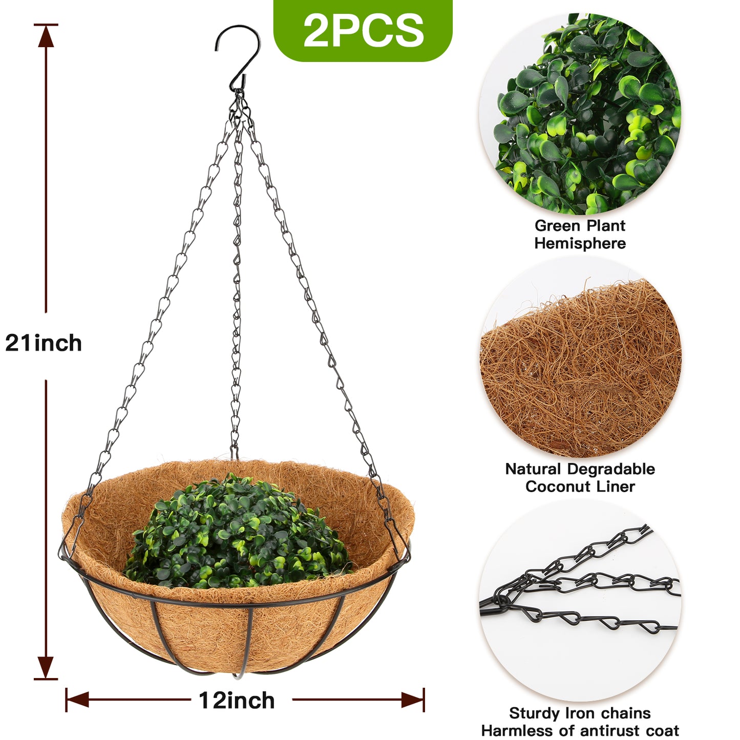 24 Bundles Artificial Hanging Flowers with 2 Baskets for Outdoors, Artificial Hanging Plants Outdoors, Fake Hanging Flowers Daisy Eucalyptus Realistic UV Resistant for Garden Patio Porch Summer Decor