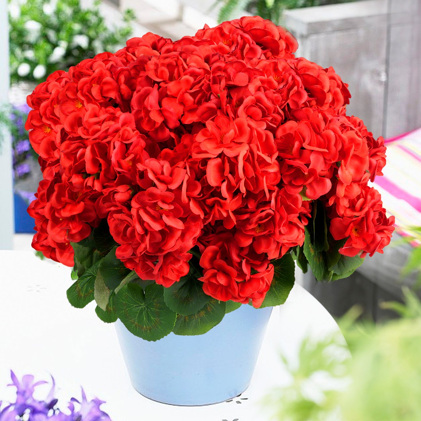 6 Bundles Artificial Geraniums for Outdoors, Faux Flowers Artificial Flowers Realistic for Outdoor, Faux Plants Outdoor UV Resistant for Garden Patio Porch Window Box Home Indoor Outdoor Decor